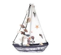 Marine Shell Sailing Boat Ship Model Mini Wooden Old Sailing Boat Mediterranean Style Sailing Boat Ornaments Home Decoration Handicraft Gift Shell Boat (14x3x20cm)
