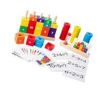 SUPVOX Math Enlightenment Wooden Blocks for Early Educational with Numbers and Symbols Safe Polished Surface for Learning Enhances Matching Skills and Arithmetic Understanding