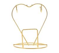 SUPVOX Metal Coffee Cup Holder Rack with Heart Design, 2-Cup Iron Teacup and Saucer Organizer, Gold Tea Cup Spoon Storage for Kitchen Coffee Station