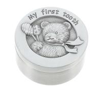 SUPVOX Metal Embossed Tooth Keepsake Box with Cartoon Bear Design Capacity Teeth Holder Alloy Save Box for Newborn Boys and Secure Seal Memory Storage
