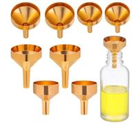 SUPVOX Metal Small Funnels Set 10 Pieces for Narrow Bottles Including 4 Small 4 Large Gold Funnels with 2 Spring 3ml Droppers for Perfume, Essential Oils, Liquid Transfer and Craft Jars