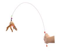 SUPVOX Metal Wire Cat Wand with Bell Beads for Kitten Play Interactive Pet Teaser for Indoor Cats Flexible Nylon String Mimics Real Bird Flight Random Color