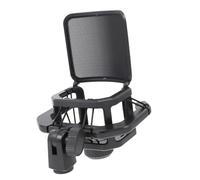 SUPVOX Microphone Holder with Blow Prevention Net Adjustable Tension Mic Rack for Studio Recording Live Broadcast Speech Meeting Use Black Mic Stand