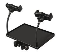 SUPVOX Microphone Sound Card Tray with Clamp and Phone Clip Easy Install Movable Stand Accessory Holder with Raised Edges for Stage Office Live Streaming Karaoke and Recording Use