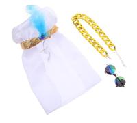 SUPVOX Middle Eastern Dog Scarf Costume with UV Protection Sunglasses and Chain Necklace for Small Pets Breathable Dubai Style Bandana Headdress for Halloween Outdoor Activities and