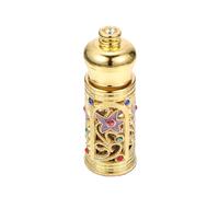 SUPVOX Middle Eastern Style Perfume Oil Bottle, Gold Alloy and Glass Empty Refillable Essential Oil Container for Home Décor and Fragrance Storage