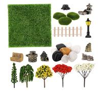 SUPVOX Mini Garden Landscape Decoration with Artificial Trees Fake Grass Resin Chair Rocks Tiny Dollhouse Courtyard Accessories for Creative DIY Micro Scenery Crafting