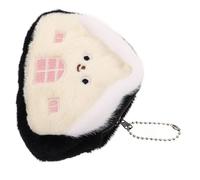 SUPVOX Mini Plush Coin Purse Keychain Small House Shape Wallet for Women Men Portable Kawaii Money Pouch with Earphone Storage and Card Holder Black White