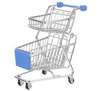 SUPVOX Mini Shopping Cart Small Supermarket Cart Double Iron Art Desktop Decoration for Office Kitchen Storage Organizer