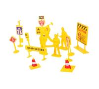SUPVOX Mini Traffic Roadblock Signs Sturdy Plastic Construction Barricades for Birthday Party Interactive Traffic Signal Scene Model for Stem Learning and Role Play