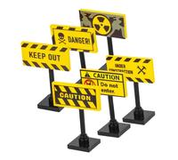 SUPVOX Mini Traffic Warning Signs: Building Bricks Set, 6Pcs Road Safety Educational Toy Accessories for Kids Diy Street Model Play