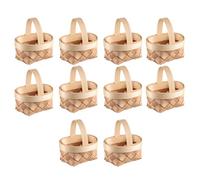 SUPVOX Mini Woven Wood Baskets and Plant Pot Ornament 10pcs with Handle Small Lovely Farmhouse Tiny Basket with Chic Look for Wedding Party Favors for Christmas and Birthday Decoration