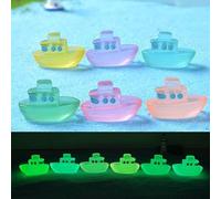 Supvox Miniature Boat Decorations Luminous Cruise Ship Set of 12 DIY Micro Landscapes Dollhouse Accessories Resin Mini Boat 3.3 x 2.1 x 0.4 Inches