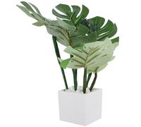SUPVOX Miniature Dollhouse Bonsai Model Artificial Monstera Plant in White Pot, Mini Potted Greenery Ornament for Doll Accessories and Garden Landscaping Decor
