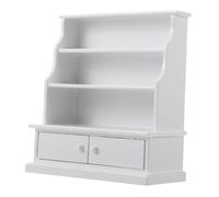 SUPVOX Miniature Dollhouse Bookcase White Wooden Storage Cabinet Sturdy Mini Library Shelf for Desk Display Decorative Furniture Accessory for Dollhouse Collections