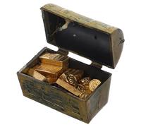 SUPVOX Miniature Dollhouse Treasure Chest with Tiny Pirate Coins Bars 1.42X1.06X0.91 Inches Dollhouse Accessories for Educational Play and Collectible Scene Decorations