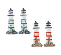 SUPVOX Miniature Lighthouse Models Compact Lighthouses Resin Small-scale Sculptures Ocean Theme Party Decorations Nautical Home Desktop Ornaments Set of 4