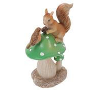 SUPVOX Miniature Squirrel Figurine Resin Mushroom Garden Decor Outdoor Lawn Statue for Patio Balcony Lightweight Unique Squirrel Garden Ornament Enhancing Outdoor Spaces