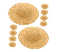 SUPVOX Miniature Straw Hats 10Pcs Handcrafted for Doll Costumes and Rustic Photo Props, Cowboy Mini Hats 10Cm for DIY Crafts and Dollhouse Scenes