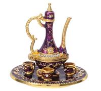 SUPVOX Miniature Tea Cup Set: Mini Retro Turkish Tea Pot Cups with Tray Dollhouse Metal Coffee Pot for Home Tabletop Holiday Party Ornaments