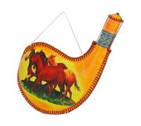SUPVOX Mongolian Style Leather Wine Bota Bag with Horse Head Handle, Multi-use Hanging Water and Wine Flask for Dancing Performance and Outdoor Festivals, Traditional Ethnic Drinkware