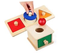 SUPVOX Montessori Ball Box for Early Educational Object Permanence Cognitive with Geometric Inlay Fine Motor Skill Development Safe Material Learning Gift