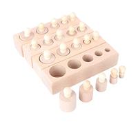 SUPVOX Montessori Cylinder Socket Educational Toy for Toddlers Early Development Sensory Stacking Toy Wooden Construction for Fine Motor Skills Family Learning Activity