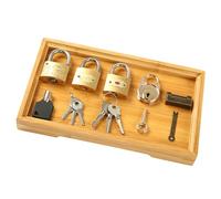 SUPVOX Montessori Lock with Copper Locks and Bamboo Tray Educational Unlocking Plaything for Enhances Hand-eye Coordination Cognitive Skills and Creative Problem Solving for Interaction