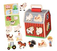 SUPVOX Montessori Wooden Barn Farm Animal Set for Age Educational Preschool Activity for Boys Enhances Hand-eye Coordination and Social Skills Indoor Outdoor Use