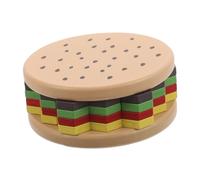 SUPVOX Montessori Wooden Burger Stacking Puzzle for Boys Spatial Logic Blocks Building Multilevel Challenge Educational Learning Gift Safe Natural Wood Material