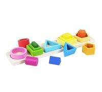 SUPVOX Montessori Wooden Geometric Shape Puzzle for Educational Sorting and Matching Tower Lightweight Natural Blocks Fine Motor Skills and Logic Development Activity for Preschool