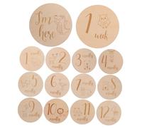 SUPVOX Monthly Milestone Cards Wooden Circles for Newborn Growth Tracking Lightweight Month Signs Photo Props with Birth Announcement for Shower Gift