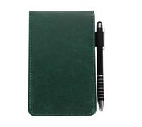 SUPVOX Multi-functional A7 Miniature Pocket Notepad with Lined Pages and Metal Pen, Business Work Conference Memo Pad in Dark Green, Compact Writing Journal for Office and Students