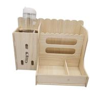 SUPVOX Multi-functional Wooden Hay Rack and Feeder with Water Bottle for Rabbits Guinea Pigs Hamsters Sturdy Portable for Safe Spill-resistant Feeding and Easy Cleaning