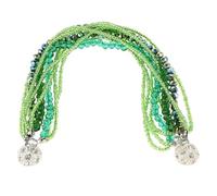 SUPVOX Multi-layer Green Beaded Bracelet for Women, Braided Wrap Wristband with Sparkly Crystal Beads, Boho Gypsy Style Jewelry for Festival and Vacation