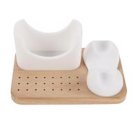SUPVOX Nail Drill Bit Holder Case with 24 Holes, Wooden and Silicone Storage Box for Nail Tech Supplies, Protective Material and Efficient Storage, for Manicure Salon and Travel Use