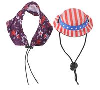 SUPVOX National Day Small Pet Cloak and Star Ribbon Hat Set, Large Patriotic Guinea Pig and Lizard Costume, Cute Ferret Photo Prop for Reptile Outdoor Apparel