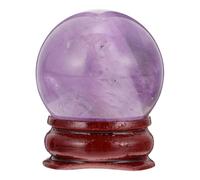 SUPVOX Natural 3cm Purple Amethyst Crystal Ball Ornament with Wooden Base, Desktop Crystal Sphere Decor for Home and Office Adornment, Single Piece Decorative Accessory