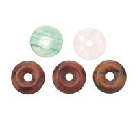 SUPVOX Natural Multi Color Rainbow Fluorite Ring Circle Donut Chakra Pendant Bead DIY Jewelry Accressory Necklace Key Chain Kit (40mm, mixed styles)