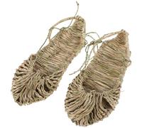 SUPVOX Natural Woven Grass Slippers Breathable Retro 80S Style Summer Beach Shoes Lightweight Braided Outdoor Sandals for Men and Women