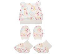 SUPVOX Newborn Baby Cotton Hat and Anti-Scratch Gloves, Comfortable and Skin-Friendly Hand Covers for Cold Winter, for Newborn Babies