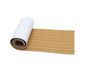SUPVOX Non-slip Eva Faux Teak Decking Sheet Self-adhesive Flooring Mat for Boat, Yacht, and Rv, Light Brown and White Pattern, 240x45cm, Waterproof Marine Deck Pad for Boating