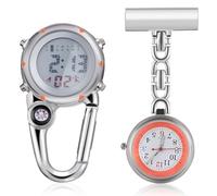 SUPVOX Nurse Watch and Climbing Watch Set Orange Silicone with Luminous Carabiner Clip-on for Professionals and Hiking Enthusiasts