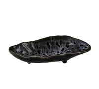 SUPVOX Outdoor Ceramic Butterfly Feeder and Bee Water Puddler Tray 8.25-inch Black Obsidian Oyster Shell Feeding Dish Garden Decor