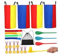 SUPVOX Outdoor Games for Adults Potato Sack Race Bags Egg and Spoon Relay Three Legged Race Bands Family Fun Lawn Game for Birthday Parties Easter Halloween and Outdoor Gatherings
