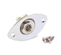 SUPVOX Oval Chrome Guitar Jack Socket with 2 Mounting Screws 6.35mm Input/output for Electric Guitar and Bass