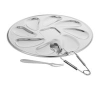 SUPVOX Oyster Plate Set and Simple Design Stainless Steel with Break Resistance Includes Clip and Fork for Baking Oysters, for Hotel and Snack Serving