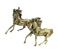 SUPVOX Pair of Solid Brass Running Horse Sculptures, Small Antique Table Horse Decor, Retro Desktop Ornament for Home and Office Display