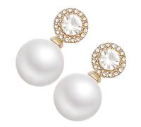 SUPVOX Pearl Earrings for Women Cubic Zirconia, 1 Pair Simple Elegant Post Earrings, Classic White Artificial Pearl Jewelry for Daily Wear and Special Occasions