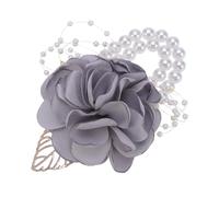 SUPVOX Pearl Wrist Corsage - Light Grey Artificial Roses - 1 Count - Small - Formal/Elegant - Wrist Corsage